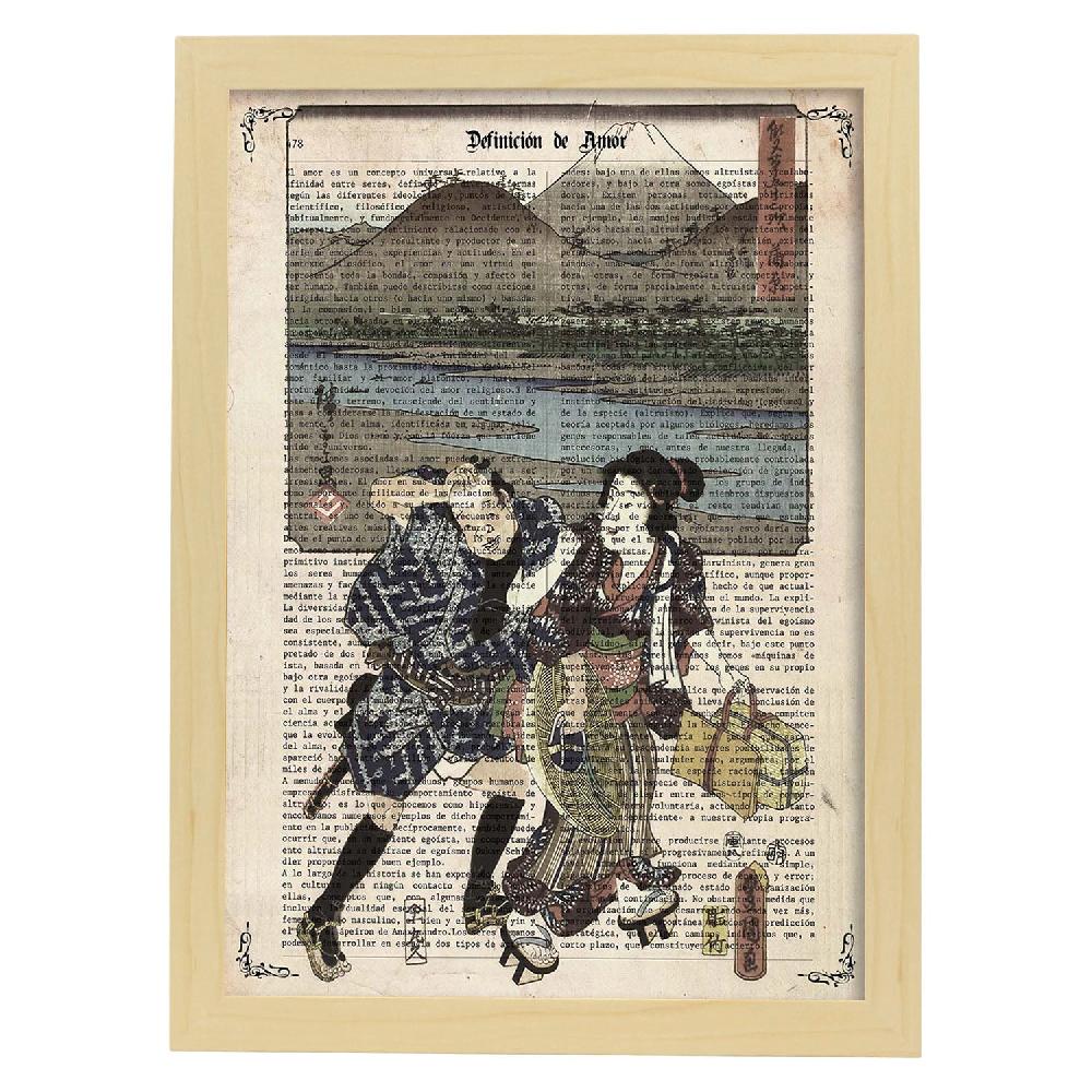 Nacnic Póster De Geishas Japonesas En El Lago Con Definiciones Culturales