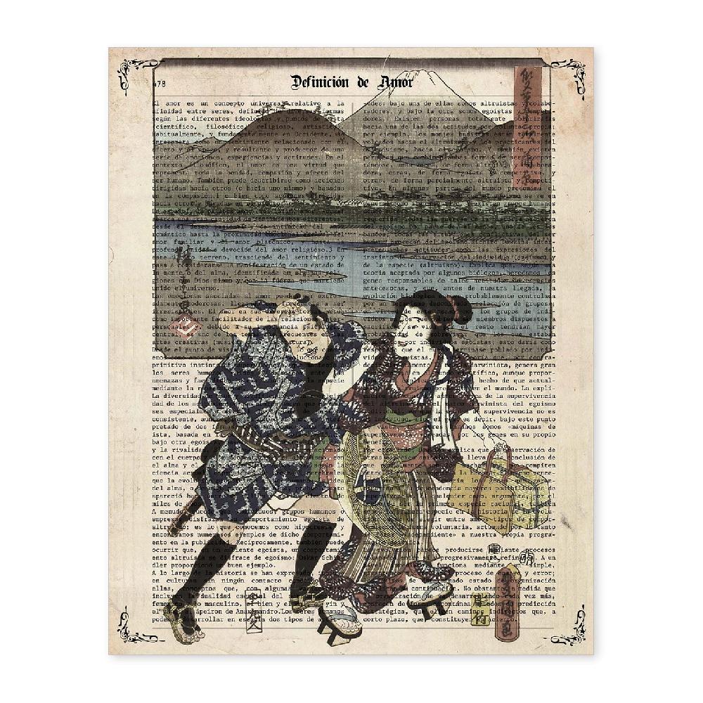 nacnic Póster de Geishas Japonesas en el Lago con Definiciones Culturales