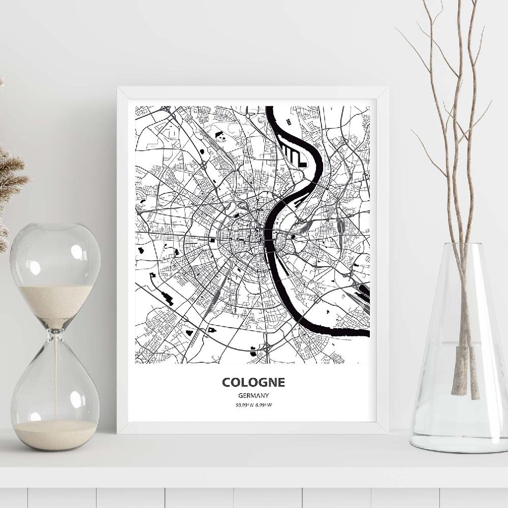 Nacnic Póster De Mapa De Cologne Alemania En Color Negro