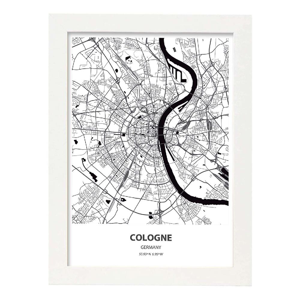 Nacnic Póster De Mapa De Cologne Alemania En Color Negro
