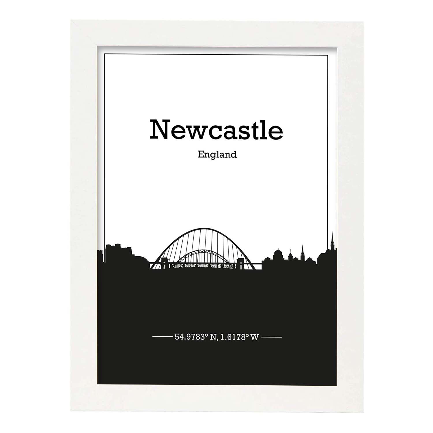 Nacnic Póster De Mapa Y Skyline De Newcastle Inglaterra