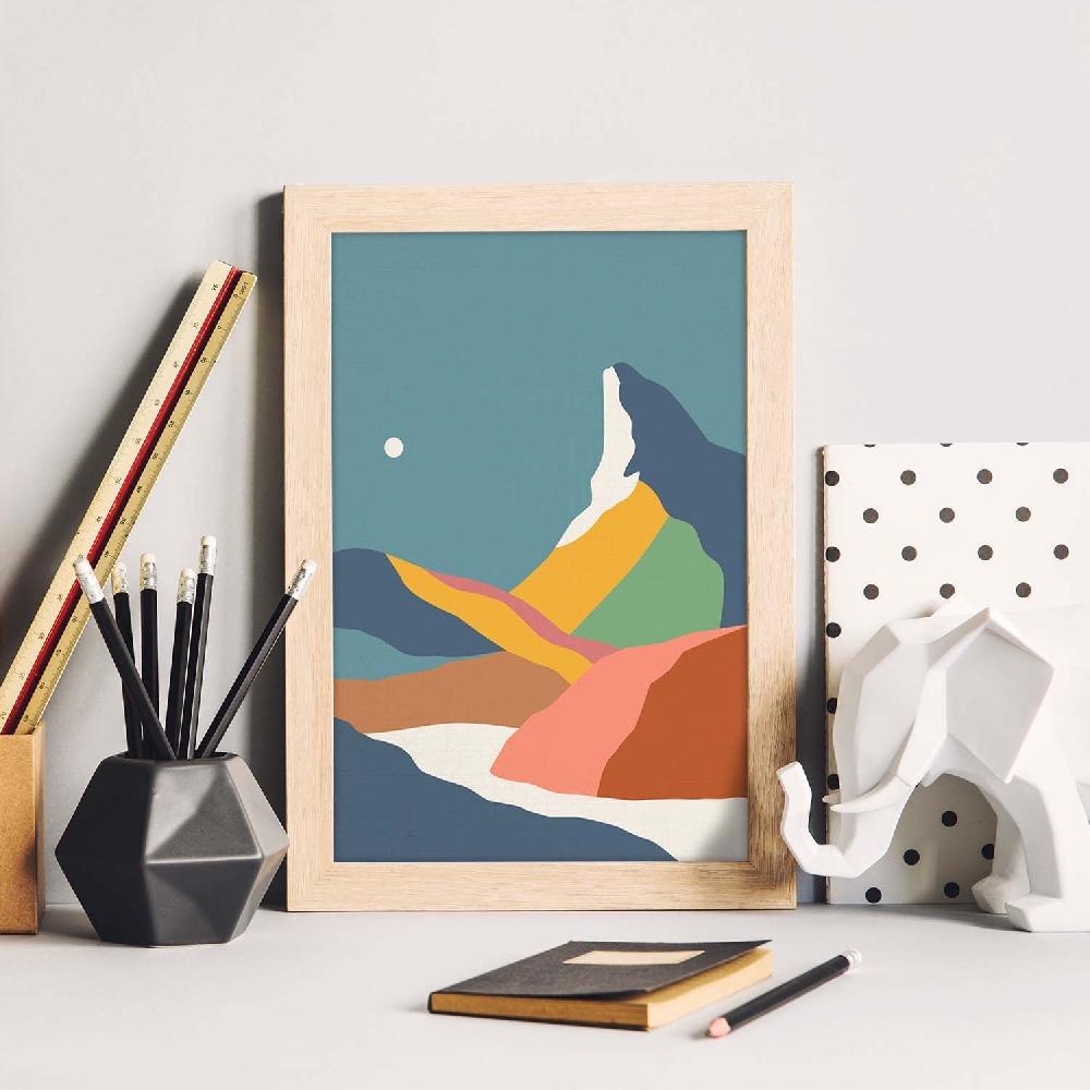 Nacnic Póster De Montañas A Color 'Montaña De Noche Y Día'