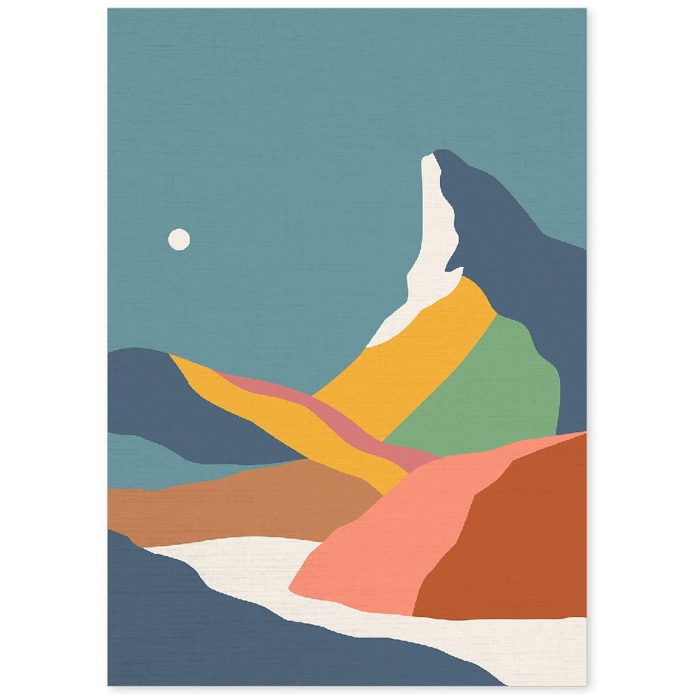 nacnic Póster de montañas a color 'Montaña De Noche Y Día'