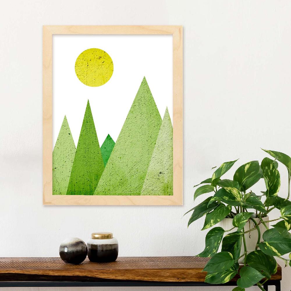 Nacnic Póster De Montañas Geométricas Verdes Ilustradas