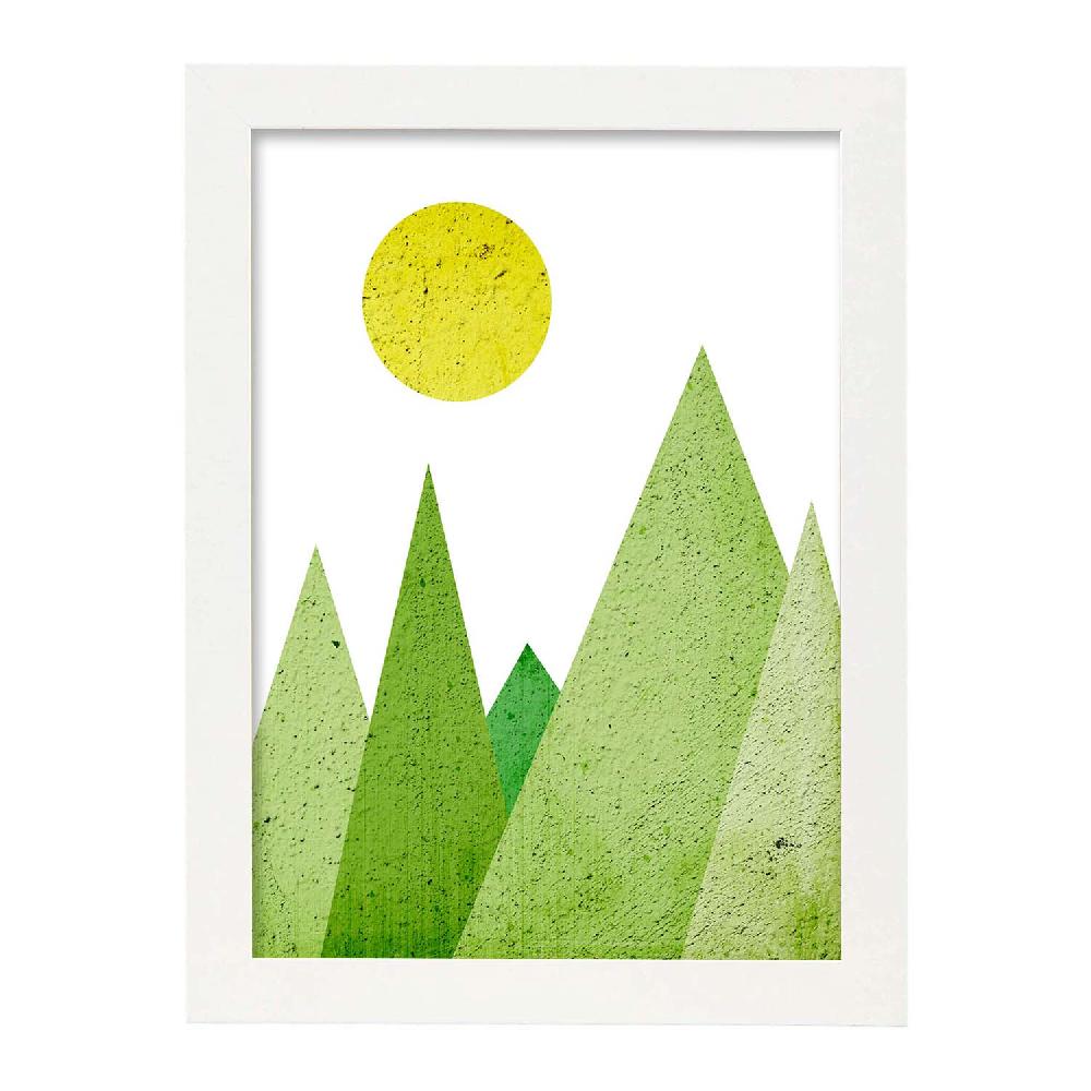 Nacnic Póster De Montañas Geométricas Verdes Ilustradas
