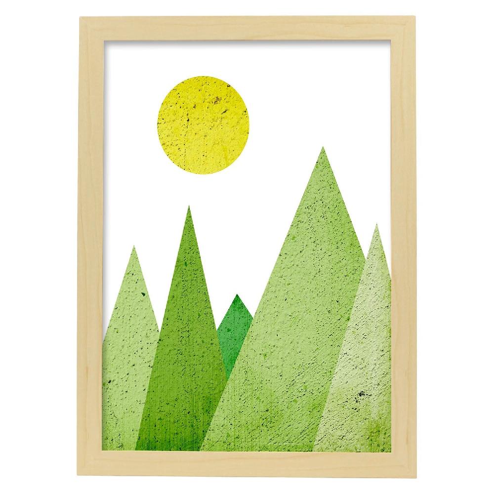Nacnic Póster De Montañas Geométricas Verdes Ilustradas