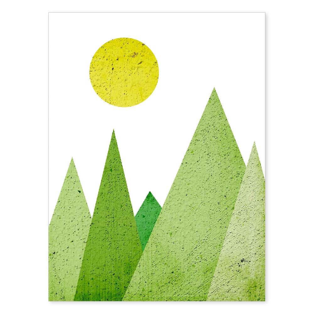 nacnic Póster de Montañas Geométricas Verdes Ilustradas
