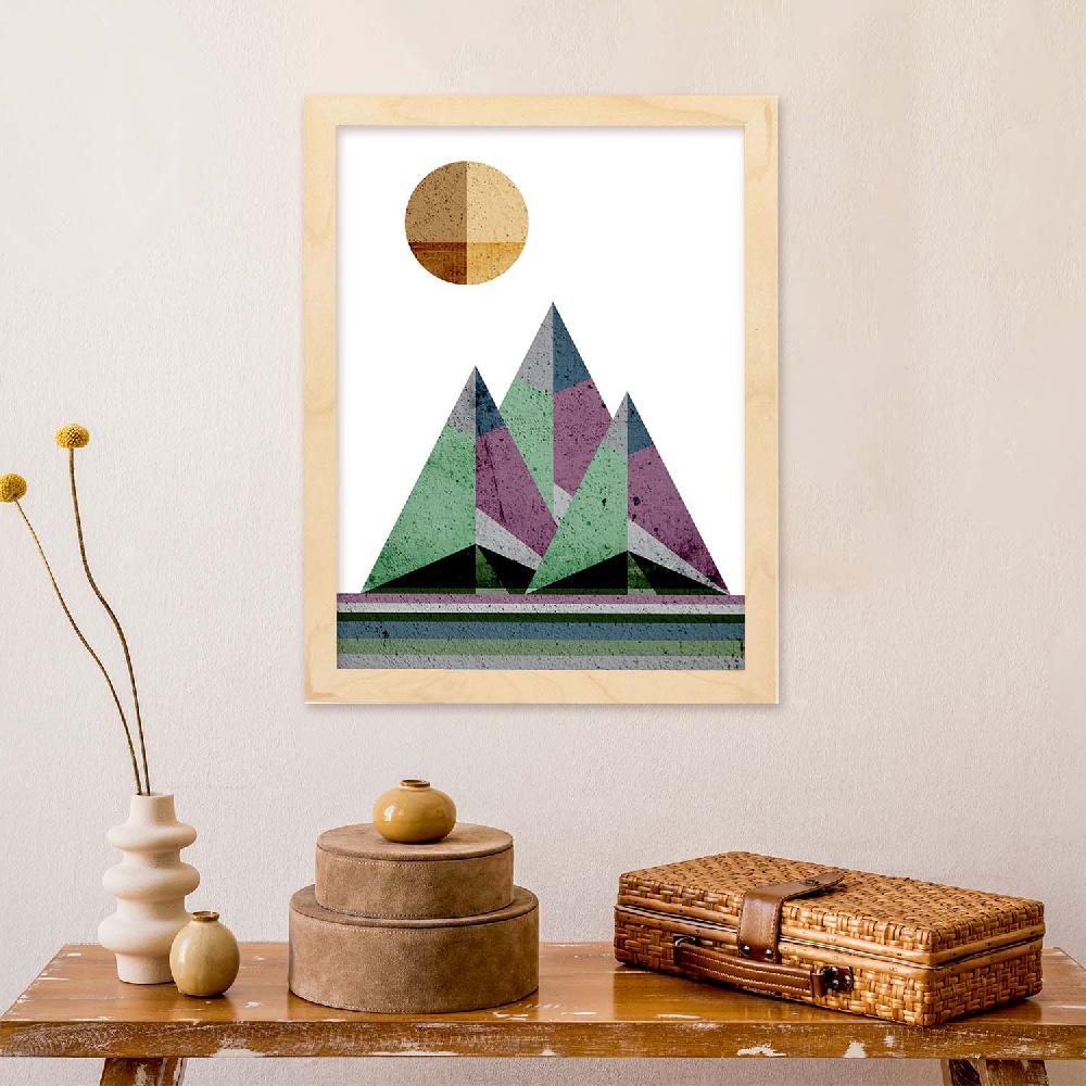 Nacnic Póster De Montañas Geométricas Y Sol Naciente 2