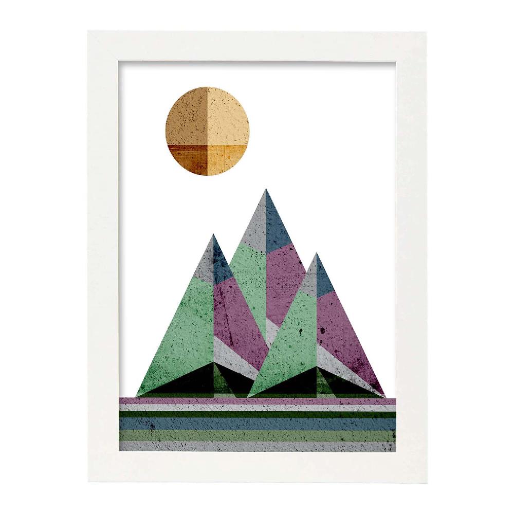 Nacnic Póster De Montañas Geométricas Y Sol Naciente 2