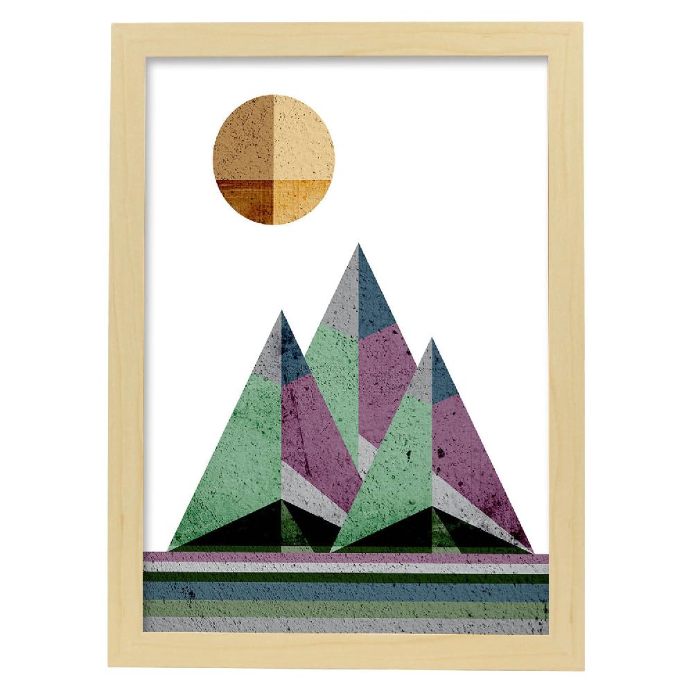 Nacnic Póster De Montañas Geométricas Y Sol Naciente 2