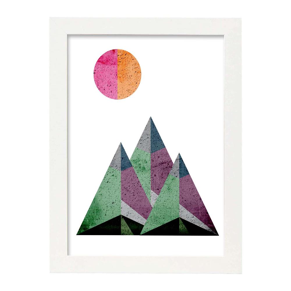 Nacnic Póster De Montañas Geométricas Y Sol Naciente