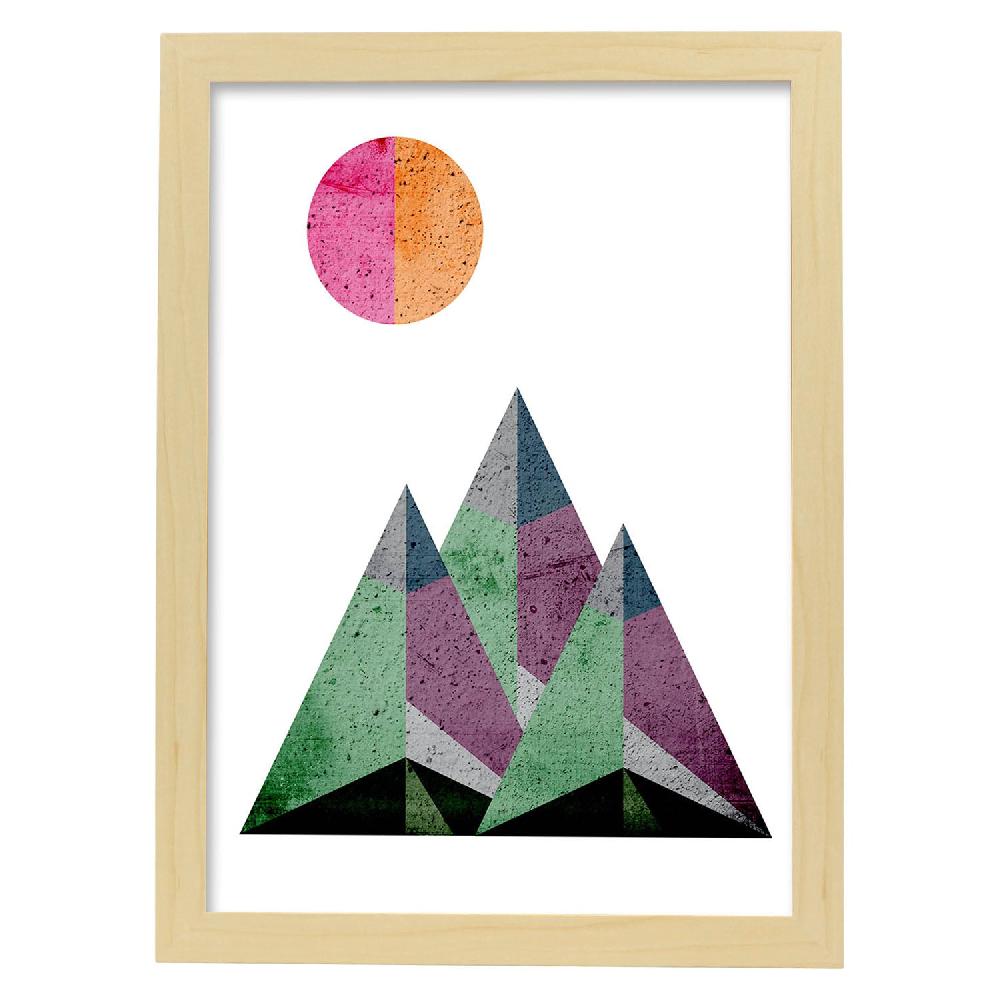 Nacnic Póster De Montañas Geométricas Y Sol Naciente