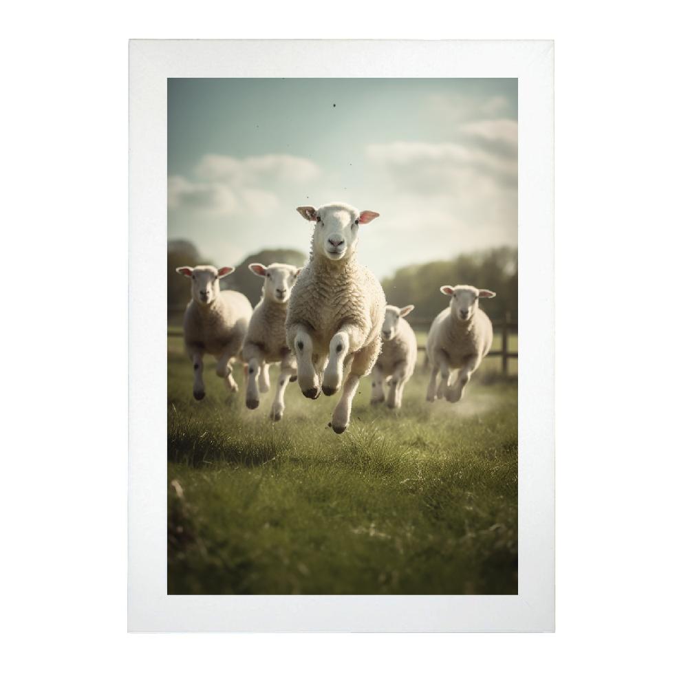 Nacnic Póster De Ovejas En El Campo Con Corderos Saltando