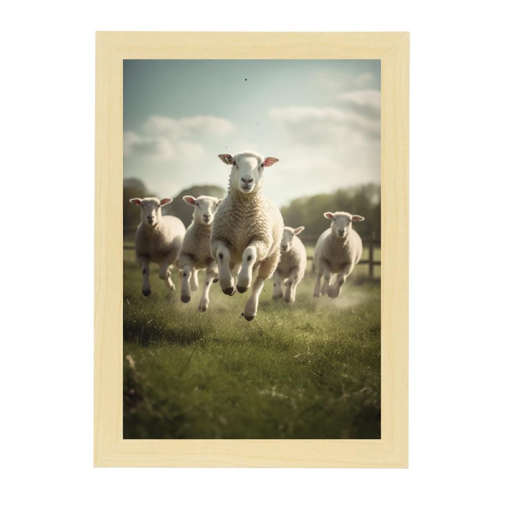 Nacnic Póster De Ovejas En El Campo Con Corderos Saltando