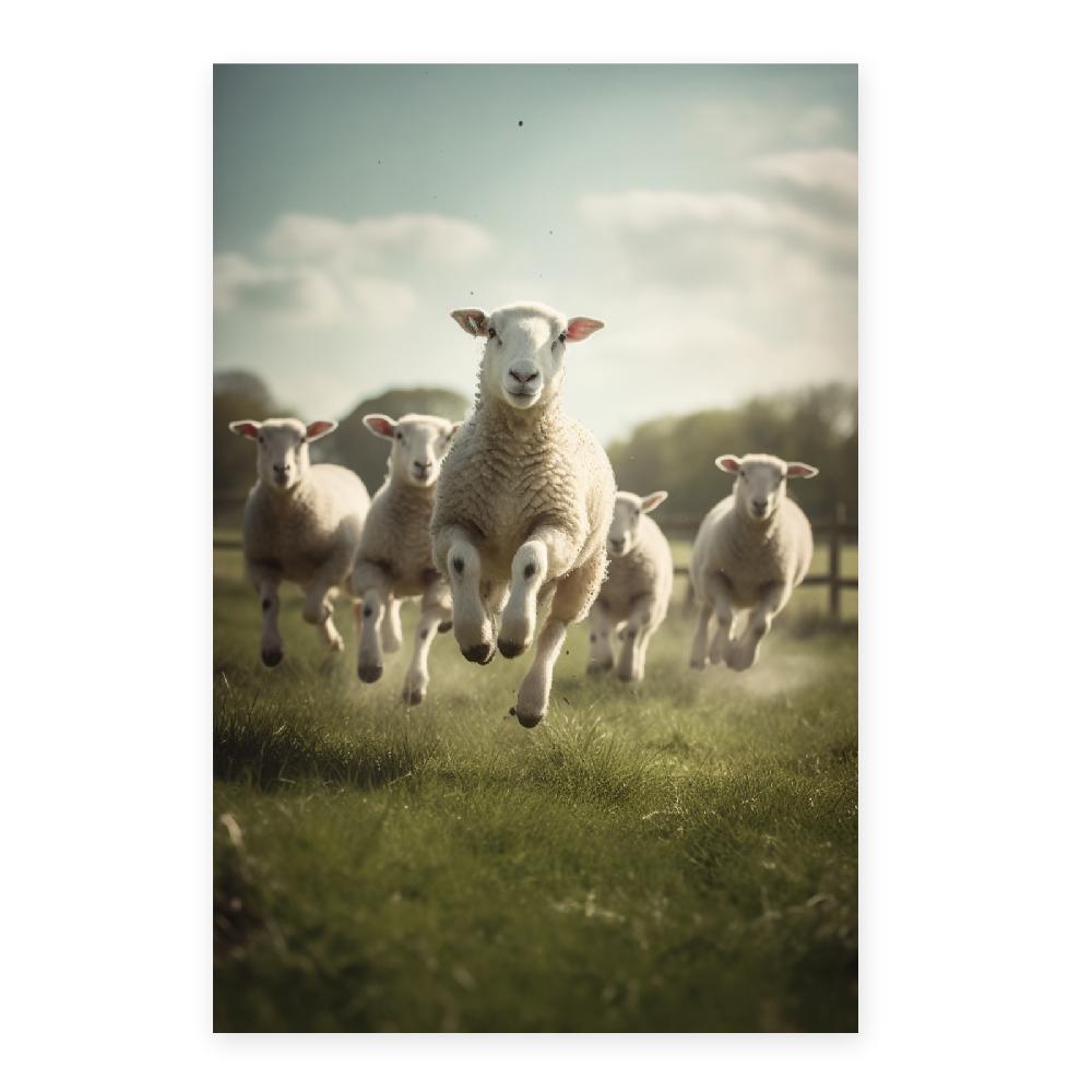 Nacnic Póster De Ovejas En El Campo Con Corderos Saltando