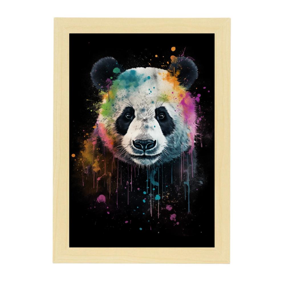 Nacnic Póster De Panda Con Salpicaduras De Acuarela Colorida