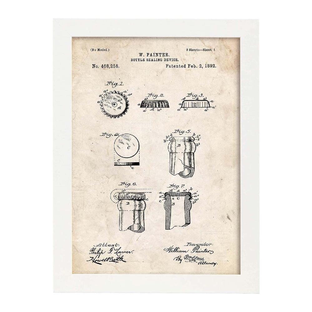 Nacnic Poster De Patente De Chapa De Botella Antigua