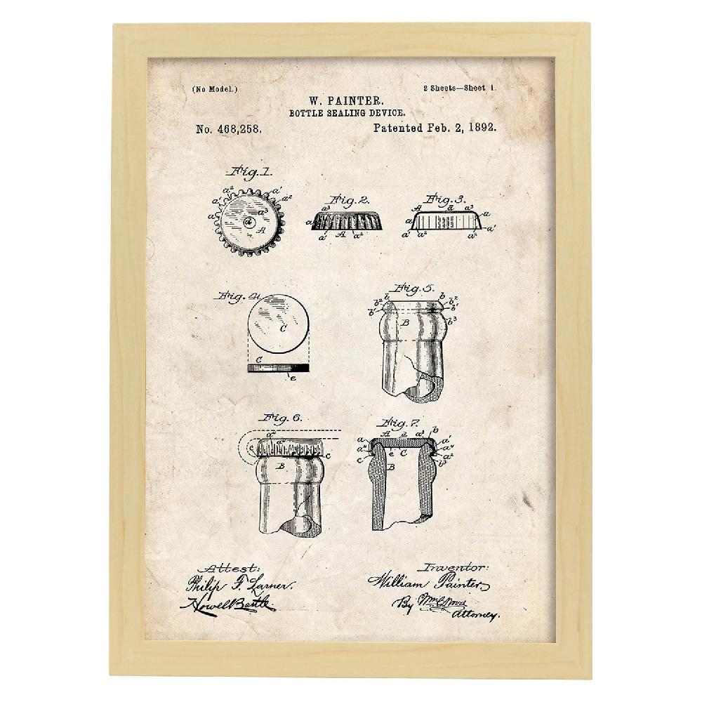 Nacnic Poster De Patente De Chapa De Botella Antigua