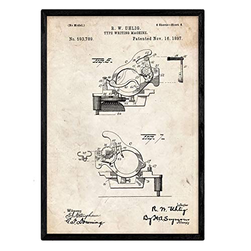 Nacnic Poster De Patente De Máquina De Escribir Antigua