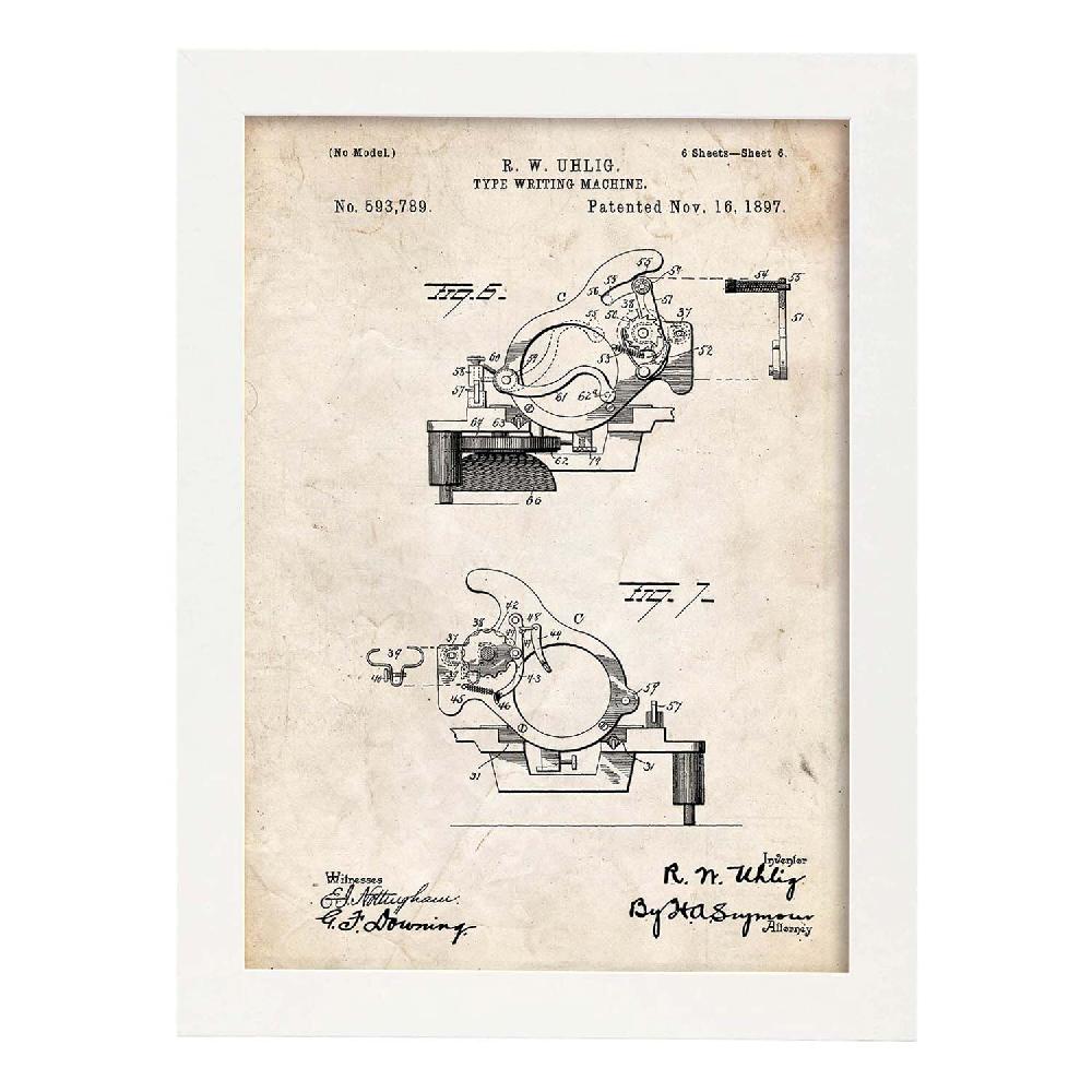 Nacnic Poster De Patente De Máquina De Escribir Antigua