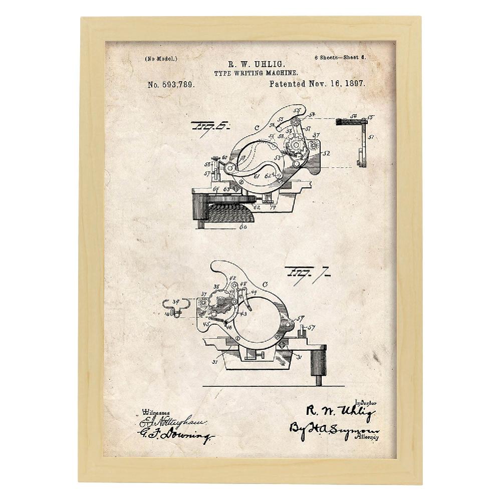 Nacnic Poster De Patente De Máquina De Escribir Antigua