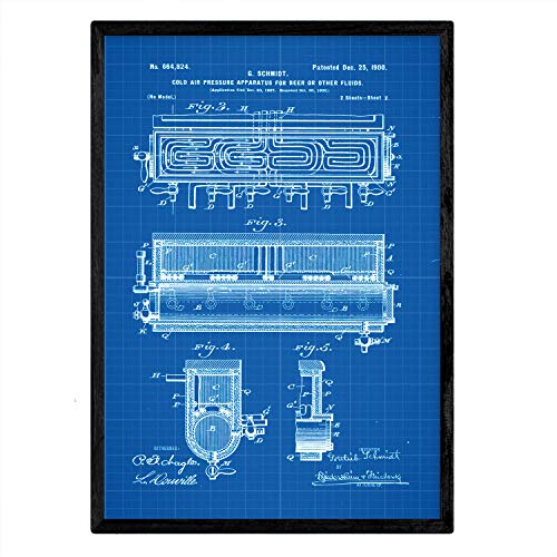 nacnic Poster de Patente de Refrigerador Aire Frio Antigua