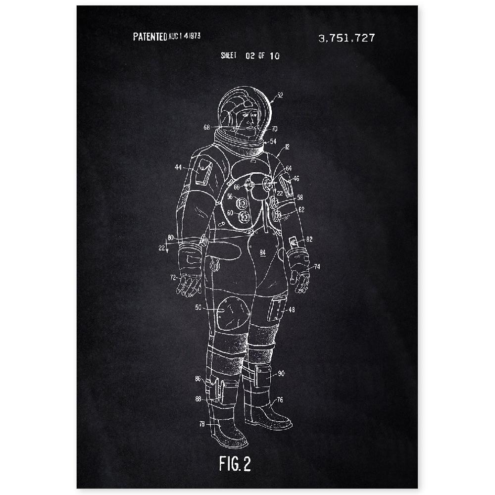 nacnic Poster de Patente de Traje de Astronauta Antiguo