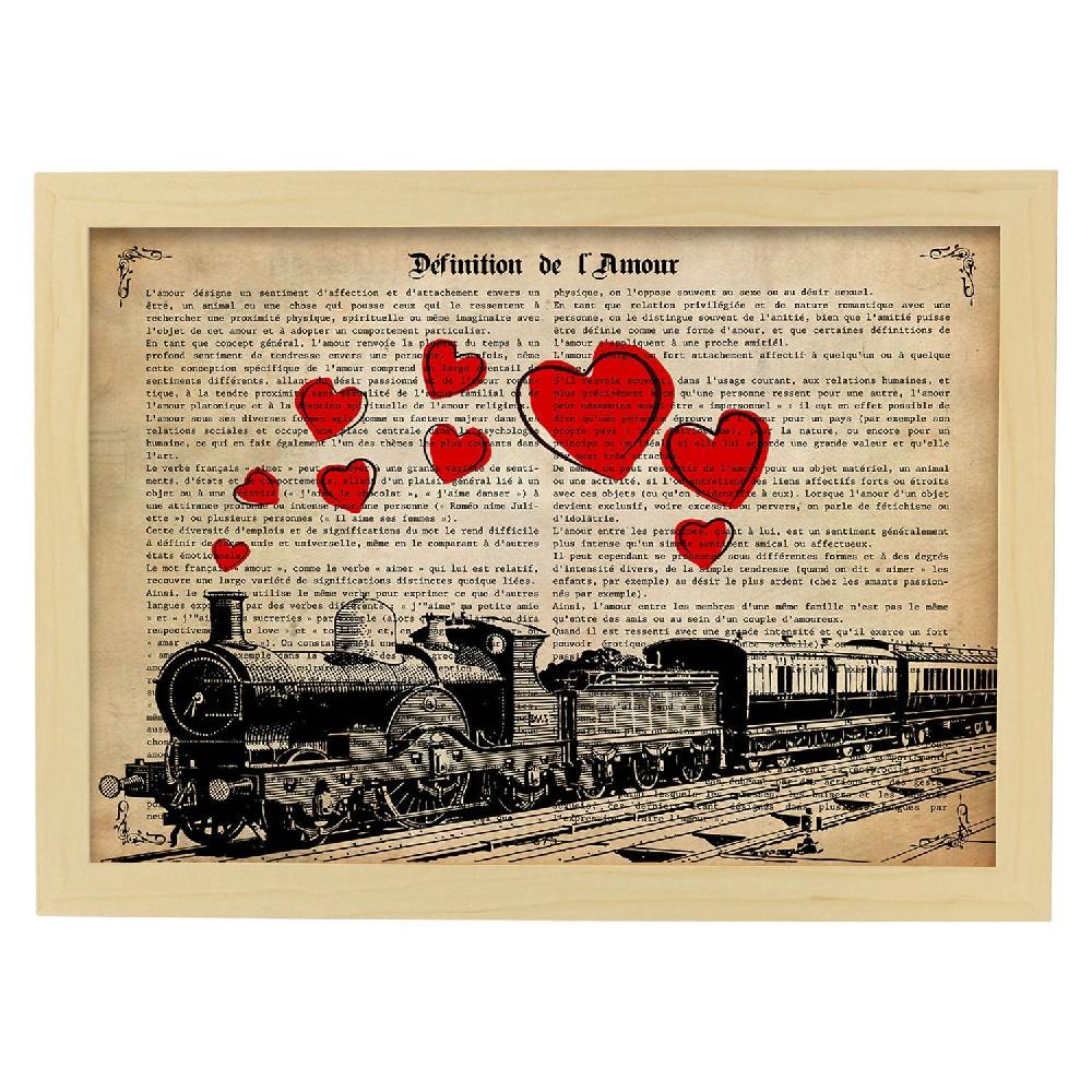 Nacnic Póster De Tren Con Corazones E Ilustraciones Vintage De Vehículos