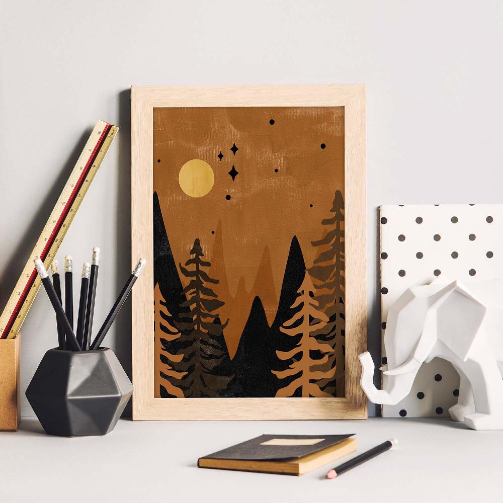 Nacnic Póster Dibujos De Naturaleza En Tonos Marrones