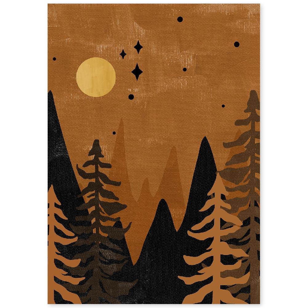 nacnic Póster Dibujos de Naturaleza en Tonos Marrones