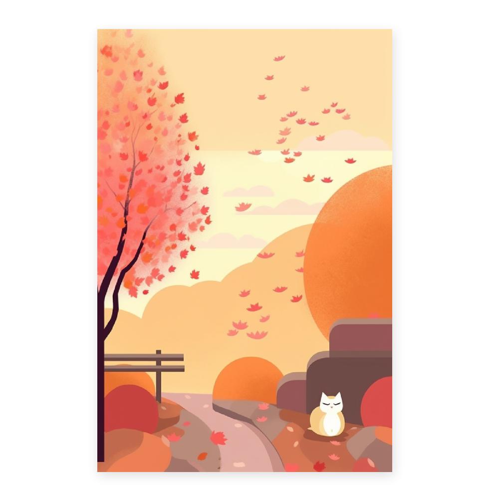 Nacnic Póster Gato Lindo En Jardín Estilo Ryo Takemasa