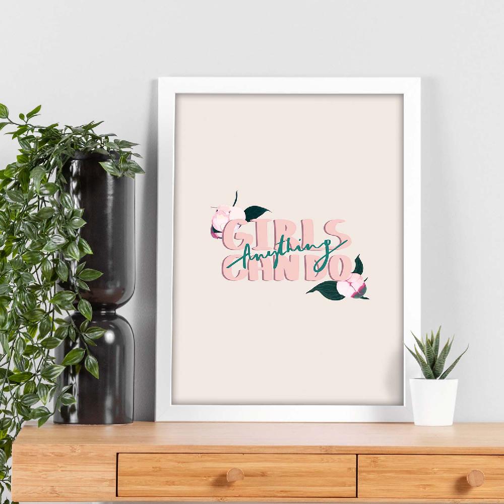 Nacnic Póster Ilustrado Con Mensajes Felices 'Girls Can Do Anything'