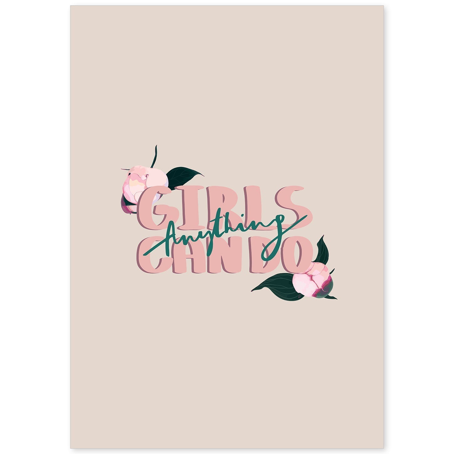 nacnic Póster Ilustrado con Mensajes Felices 'Girls Can Do Anything'