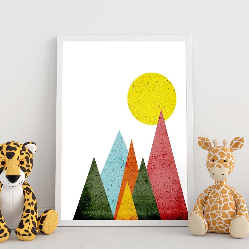 Nacnic Póster Nórdico De Montañas Al Sol Con Círculos