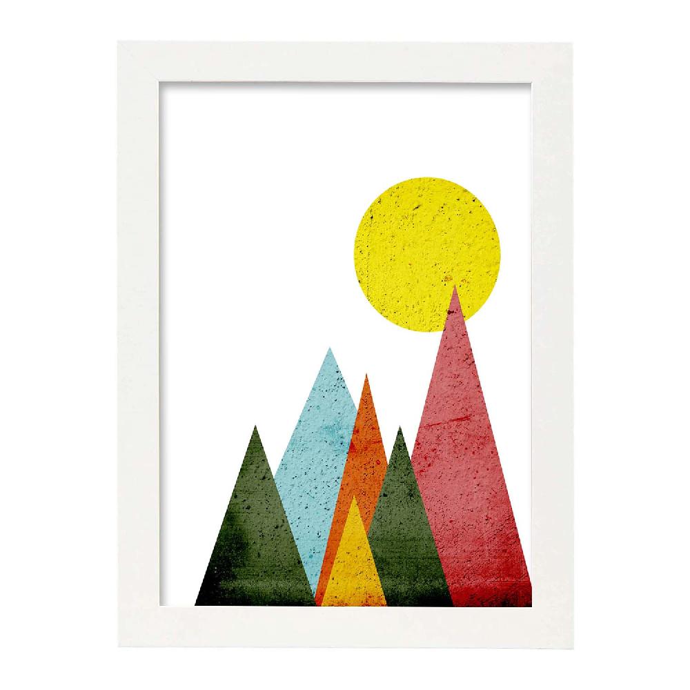Nacnic Póster Nórdico De Montañas Al Sol Con Círculos