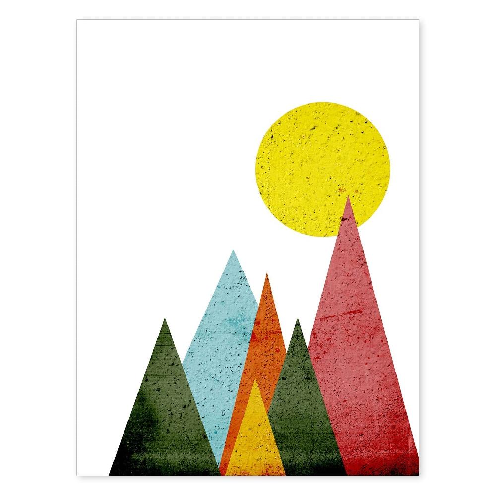nacnic Póster Nórdico de Montañas al Sol con Círculos