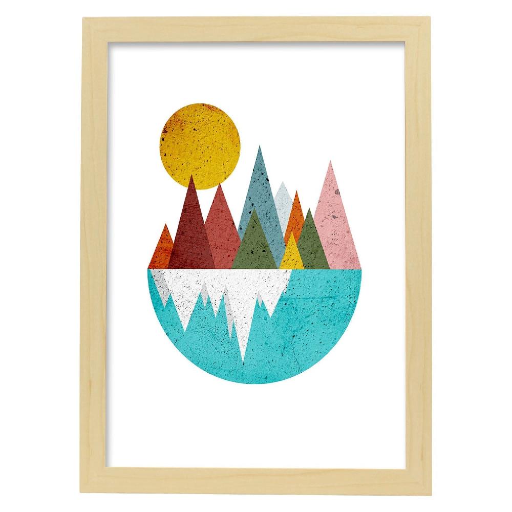 Nacnic Póster Nórdico De Montañas Y Lago Con Círculos