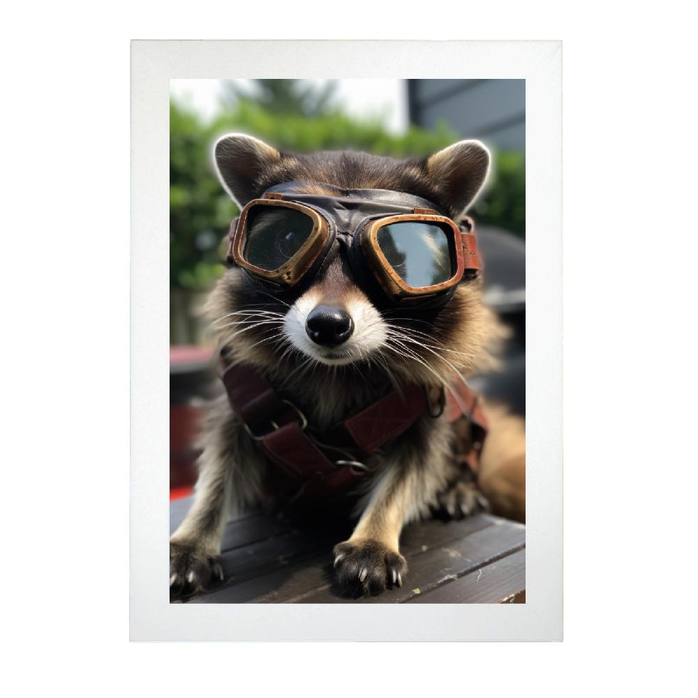 Nacnic Póster Vintage De Mapache Con Gafas De Aviador