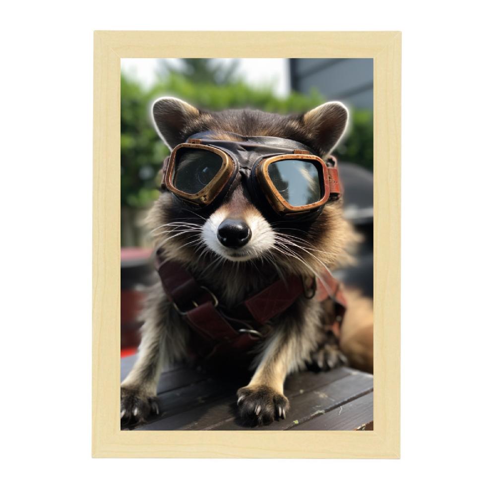 Nacnic Póster Vintage De Mapache Con Gafas De Aviador