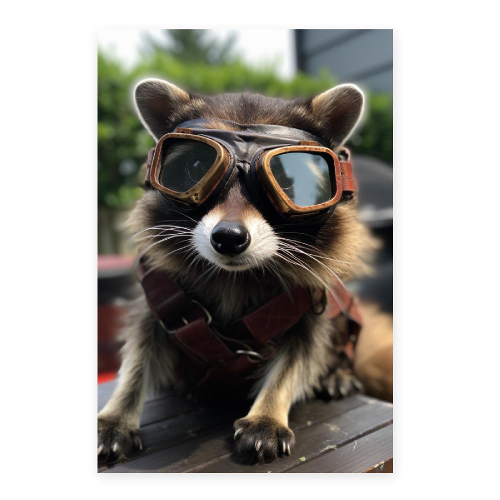 Nacnic Póster Vintage De Mapache Con Gafas De Aviador