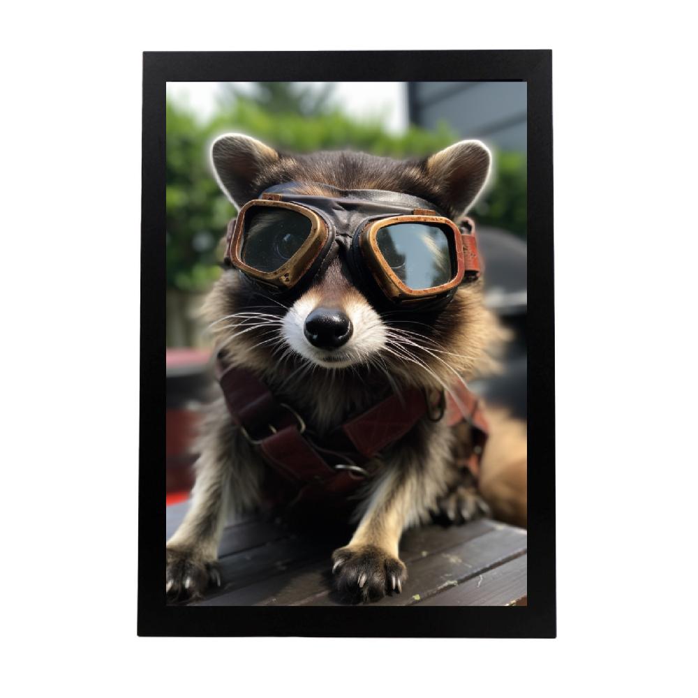 nacnic Póster Vintage de Mapache con Gafas de Aviador