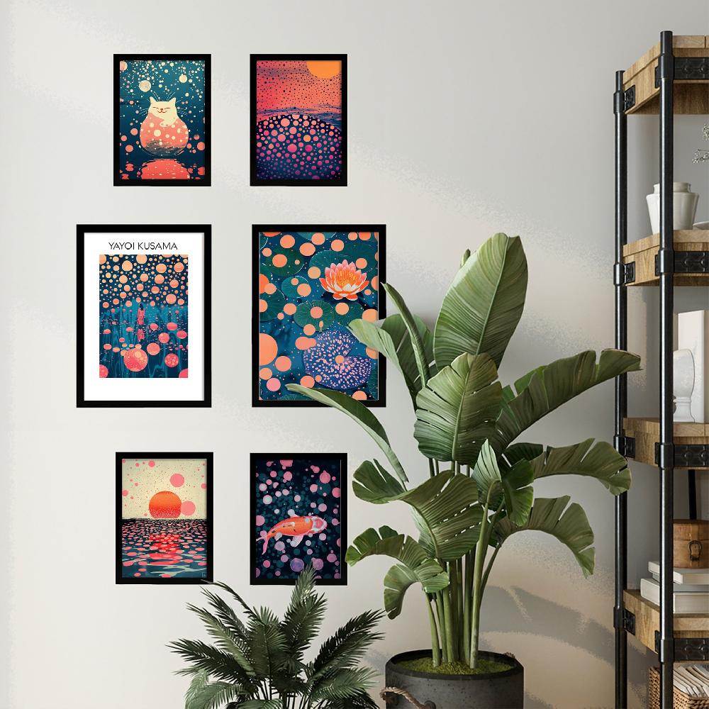 nacnic Póster Yayoi Kusama Atardecer Acuático Multicolor