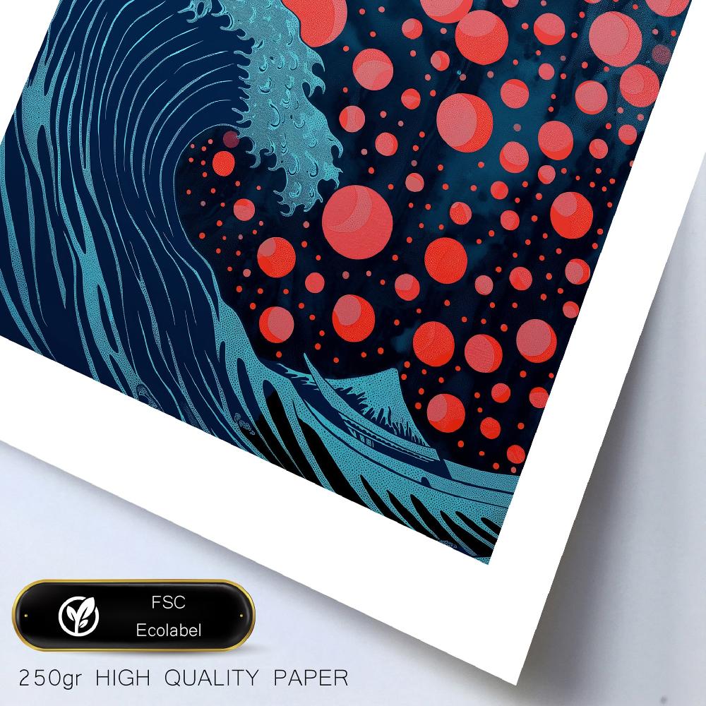 Nacnic Poster Yayoi Kusama Champiñón Ola Colores Oscuros