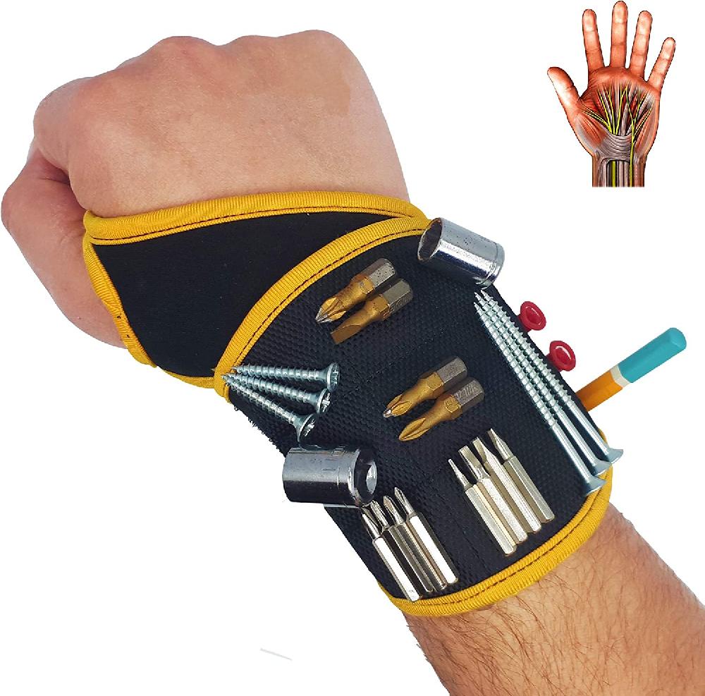 nacnic Pulsera Magnética BinyaTools con Imanes Superfuertes para Herramientas - Negro