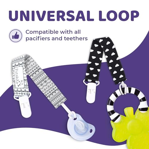 Nacnic PUTSKA - Juego De 4 Clips Para Chupete Para Niña Clip Binky Se Adapta A Todos Los Chupetes Y Chupetes. Clips Para Chupete De Bebé