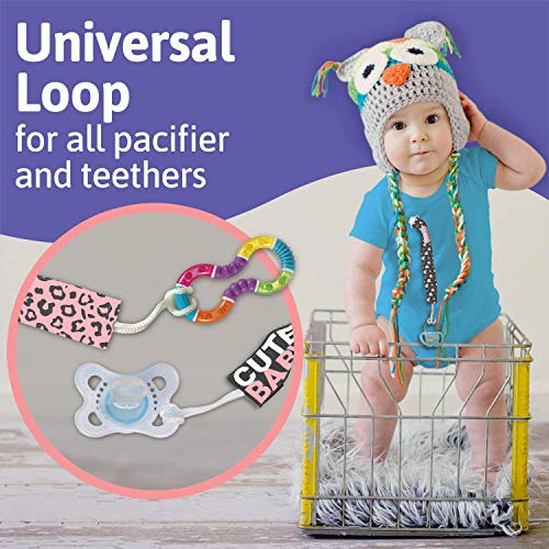 Nacnic PUTSKA - Juego De 4 Clips Para Chupete Para Niña Clip Binky Se Adapta A Todos Los Chupetes Y Chupetes. Clips Para Chupete De Bebé