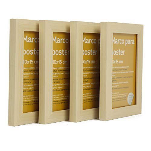 nacnic Set 4 Marcos Nogal para Fotos de MDF y Plexiglas para Colgar o Apoyar