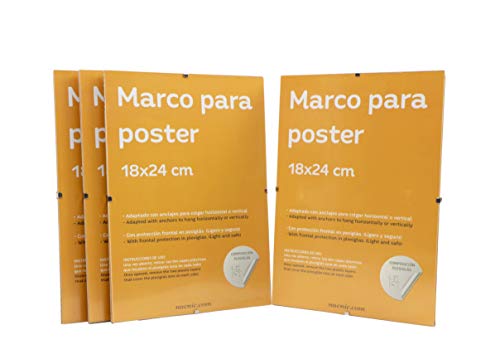 Nacnic Set 4 Marcos Transparentes De Clip Soportes Transparentes Para Fotos Posters Diplomas Dibujos O Láminas. Tamaño 18x24cm. Marcos Clip Transparentes Con Plexiglas Y Anclajes Para Colgar