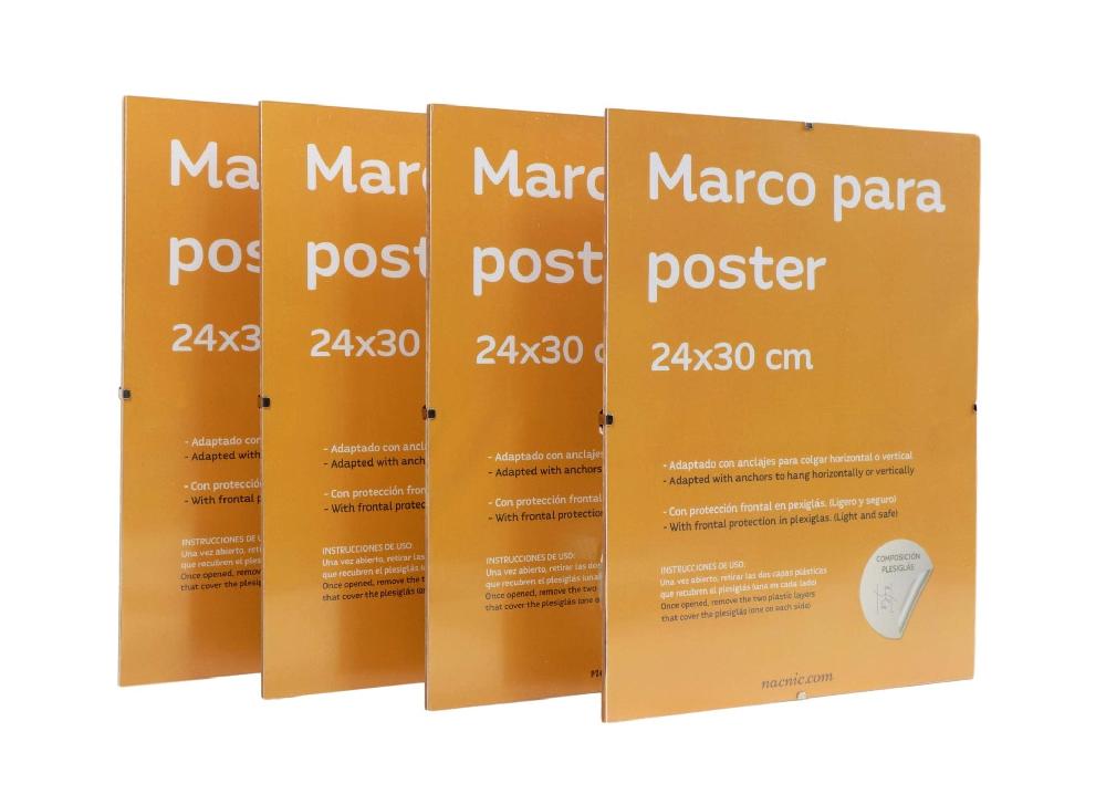 Nacnic Set 4 Marcos Transparentes De Clip Soportes Transparentes Para Fotos Posters Diplomas Dibujos O Láminas. Tamaño 24x30cm. Marcos Clip Transparentes Con Plexiglas Y Anclajes Para Colgar