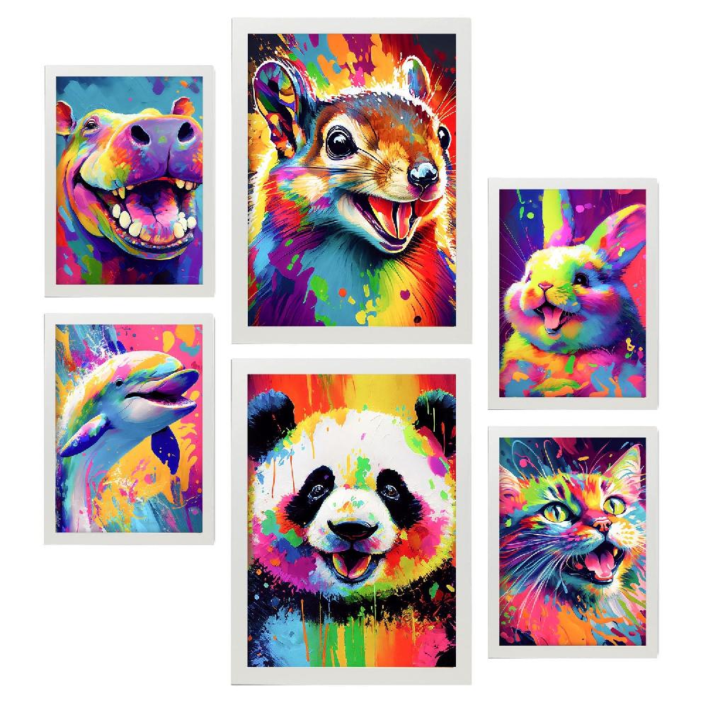 Nacnic Set Abstracto De Animales Nacnic - Láminas Para Dormitorio